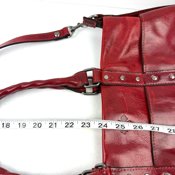 Patricia Nash Carducci Ochre Handbag Distressed Red Leather Purse Long Strap - Picture 15 of 16